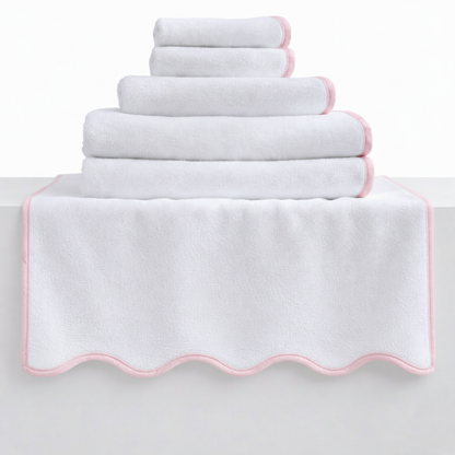 Luxury Cotton Washcloths with Scallop Piping