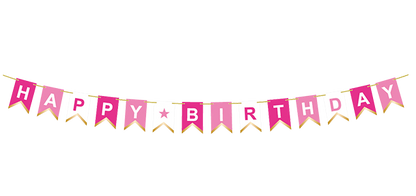 Pink Happy Birthday Banner