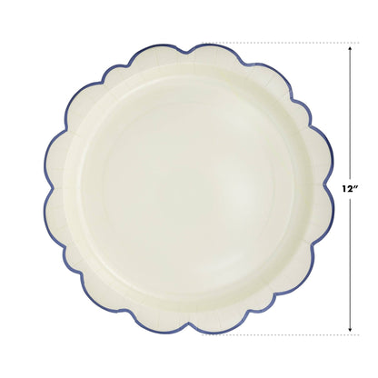 Pembroke Cream with Blue Edge Paper Plate