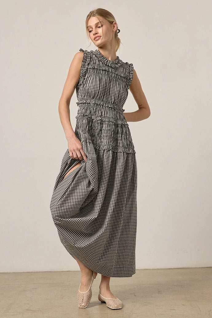 Smocked Gingham Maxi Dress