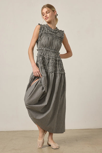 Smocked Gingham Maxi Dress