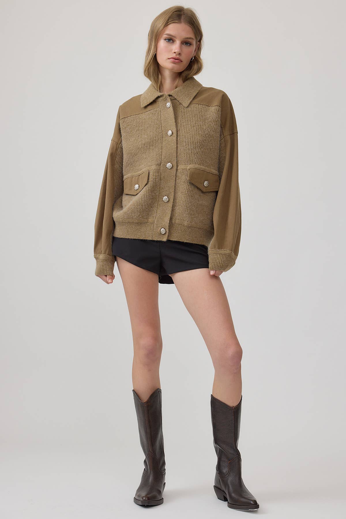 Denim Knit Combi Jacket
