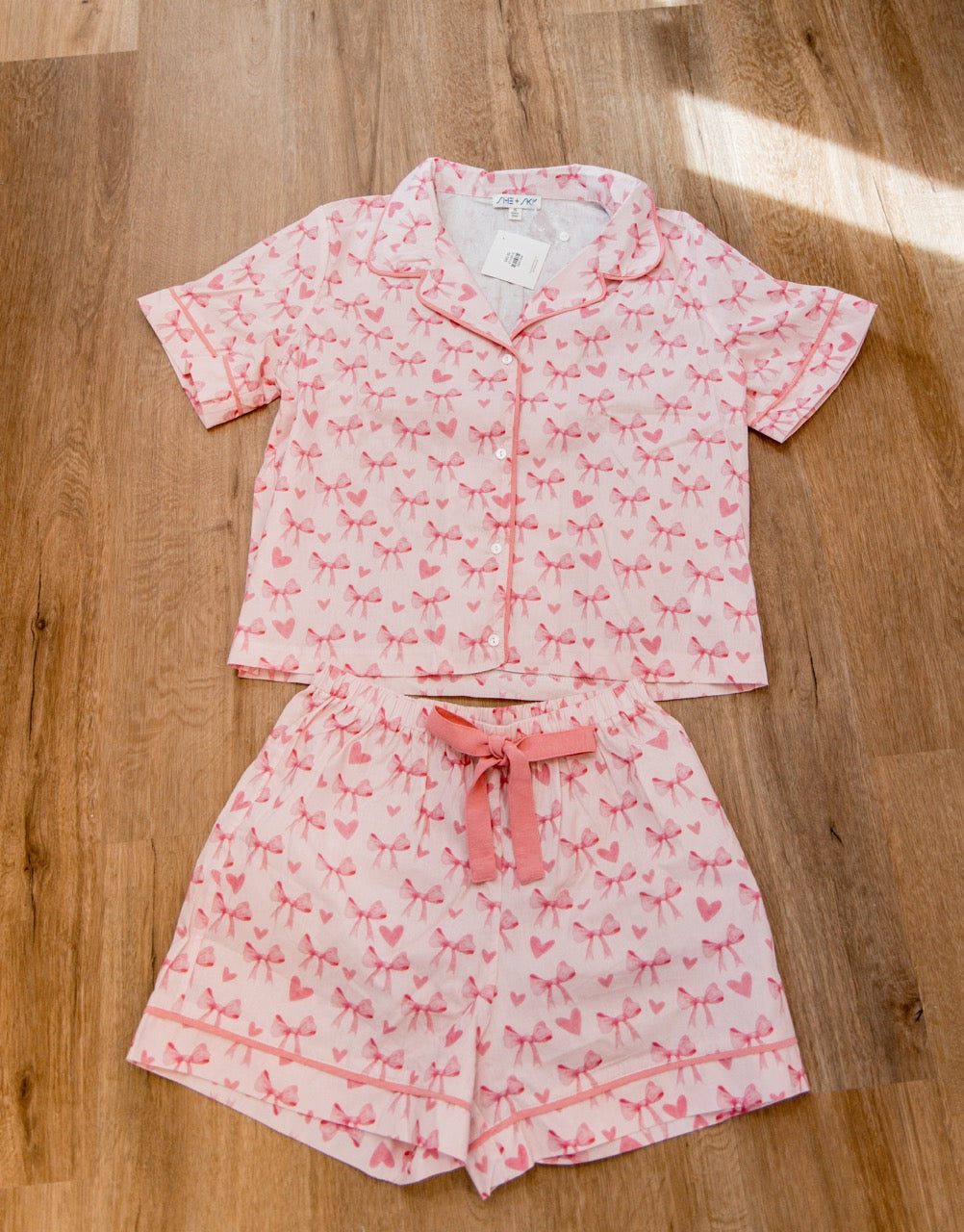 Cozy Cotton Jammies | Pink Hearts, Blue Stripes