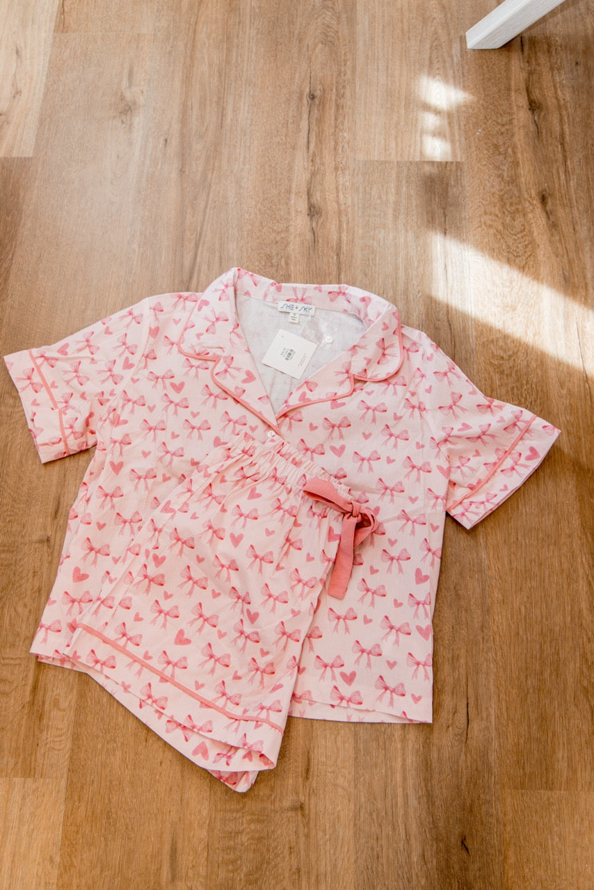 Cozy Cotton Jammies | Pink Hearts, Blue Stripes