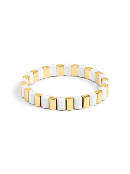 Enamel Tile Stretch Bracelet Jewelry