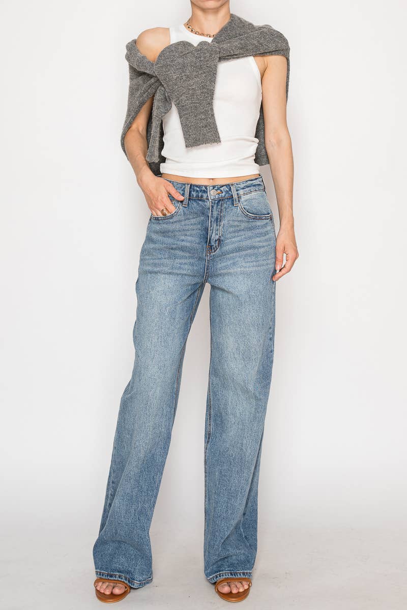 BLUE by Artemis ultra high rise 90s straight jeans front view