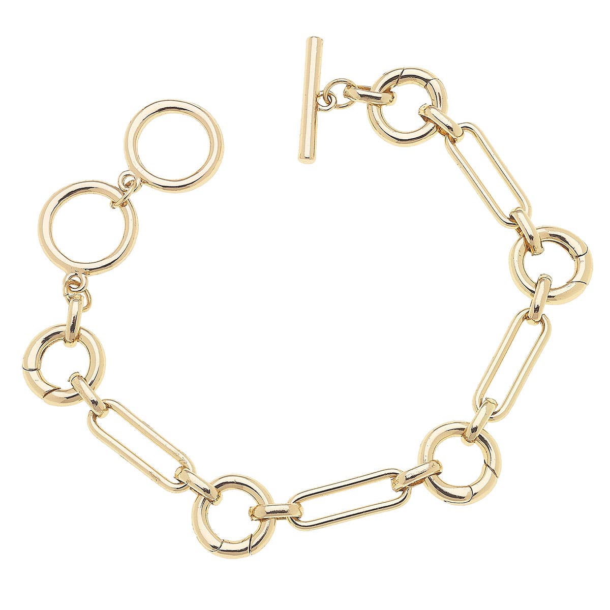 Bella gold multi-charm toggle bracelet base