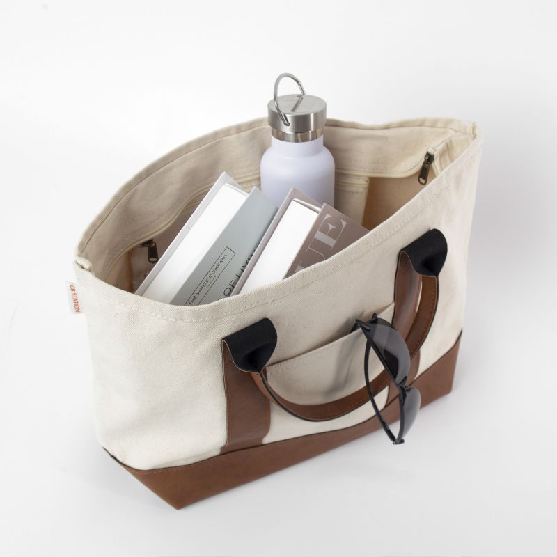 CB Station leather handle everyday tote bag