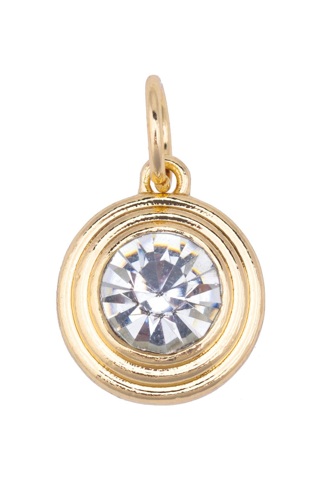 Clear rhinestone bezel gold charm for necklace or bracelet