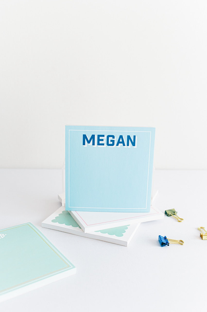 Custom monogram notepad with contrasting text colors