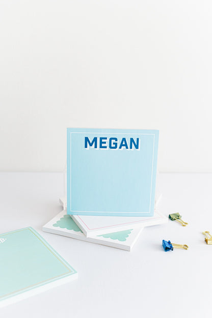 Custom monogram notepad with contrasting text colors
