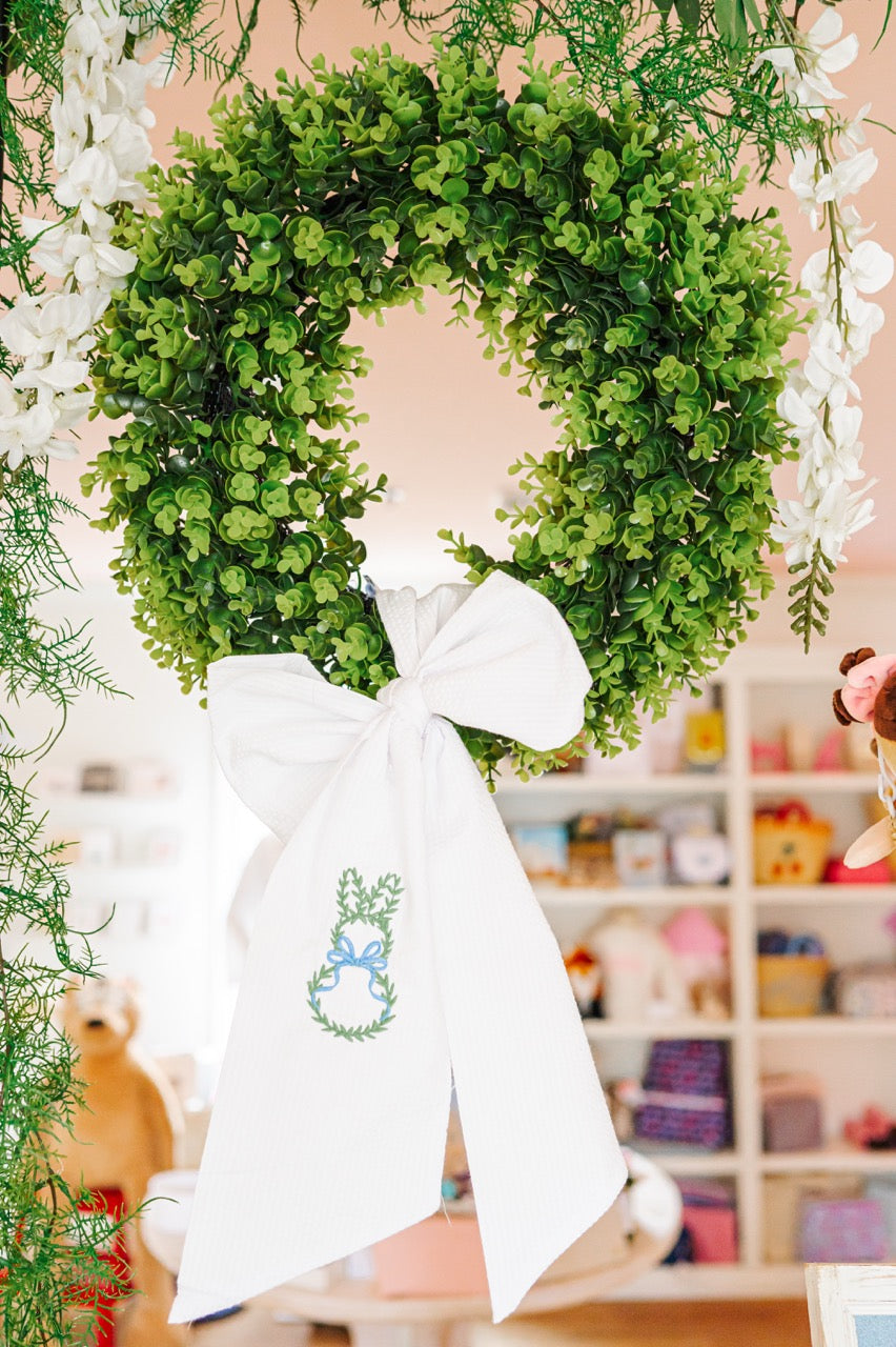 Wreath Bow Sash with Embroidery