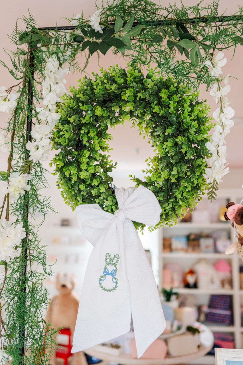 Wreath Bow Sash with Embroidery