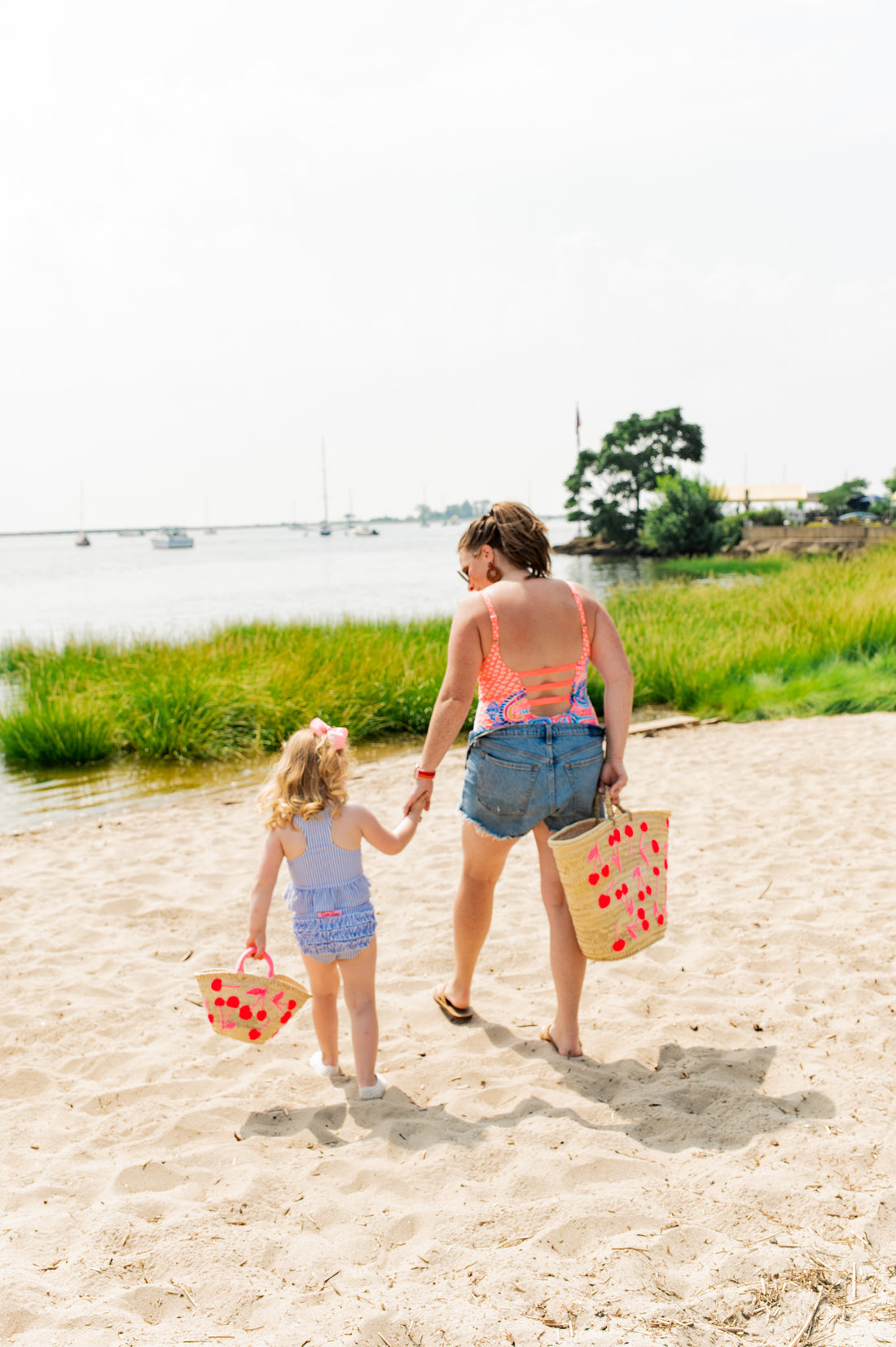 Personalized Mommy &amp; Me Straw Tote Bags