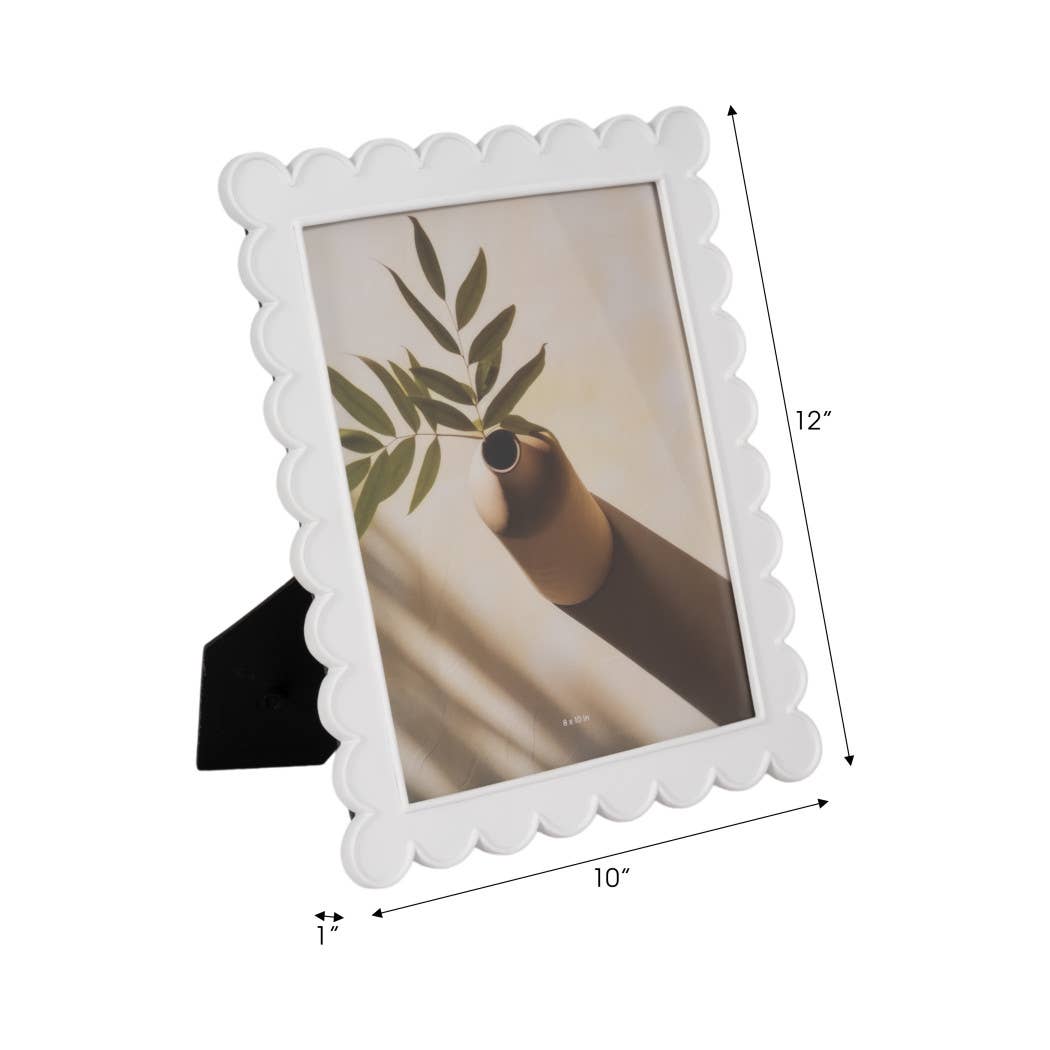 Decorative white scalloped 8x10 photo frame
