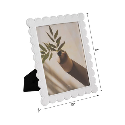 Decorative white scalloped 8x10 photo frame