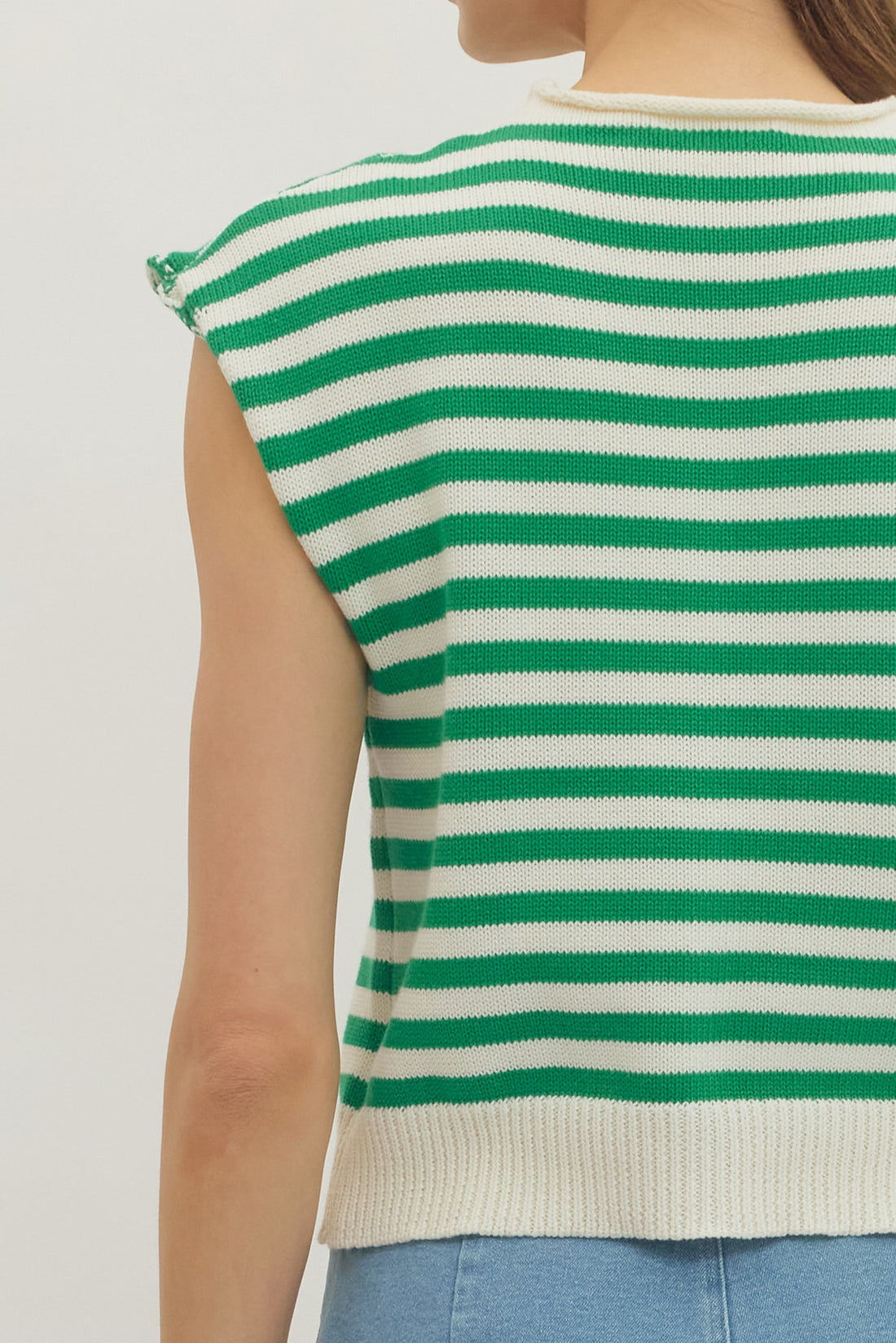 Green Stripe Sleeveless Top