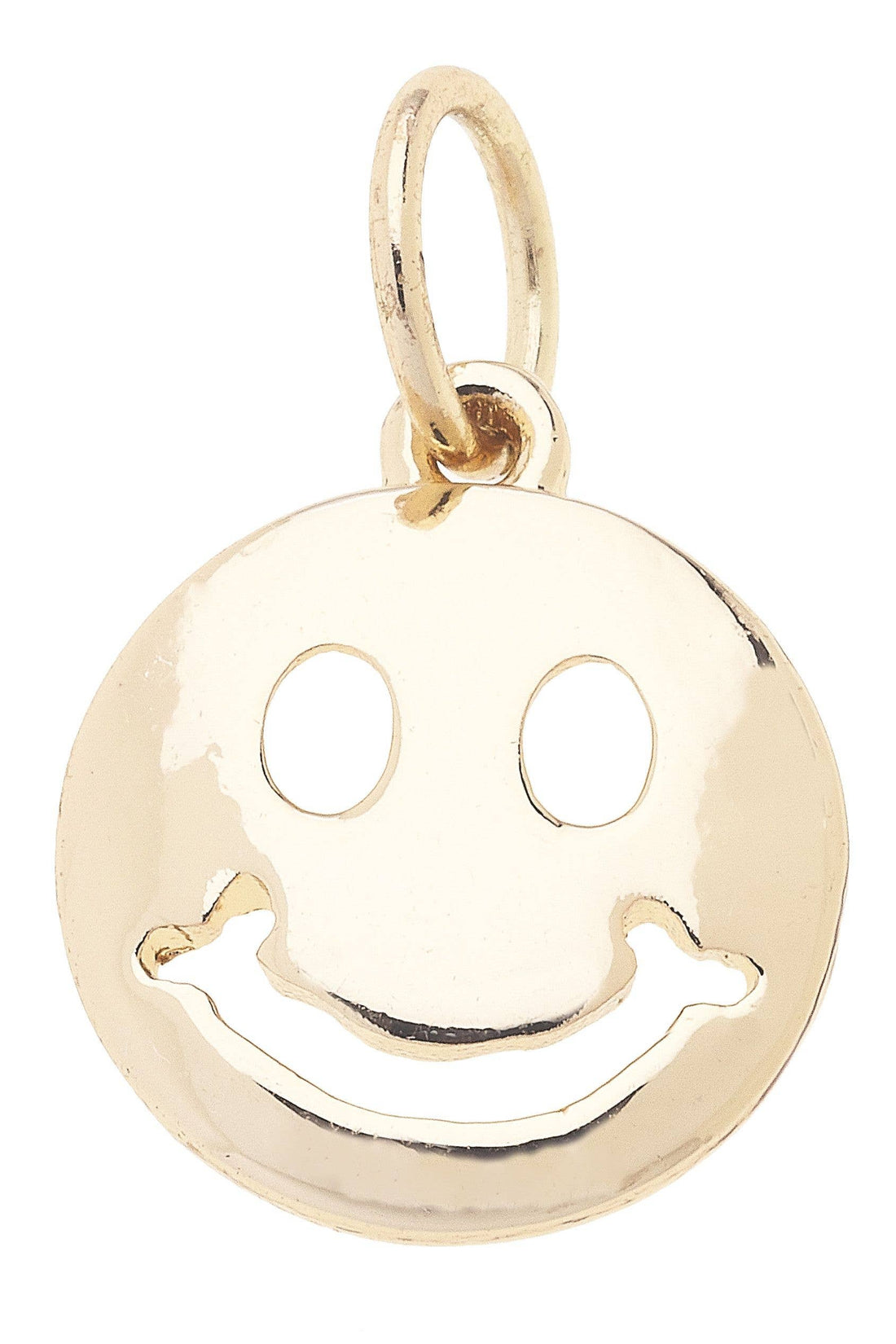 Gold smiley face charm with shiny gold plating