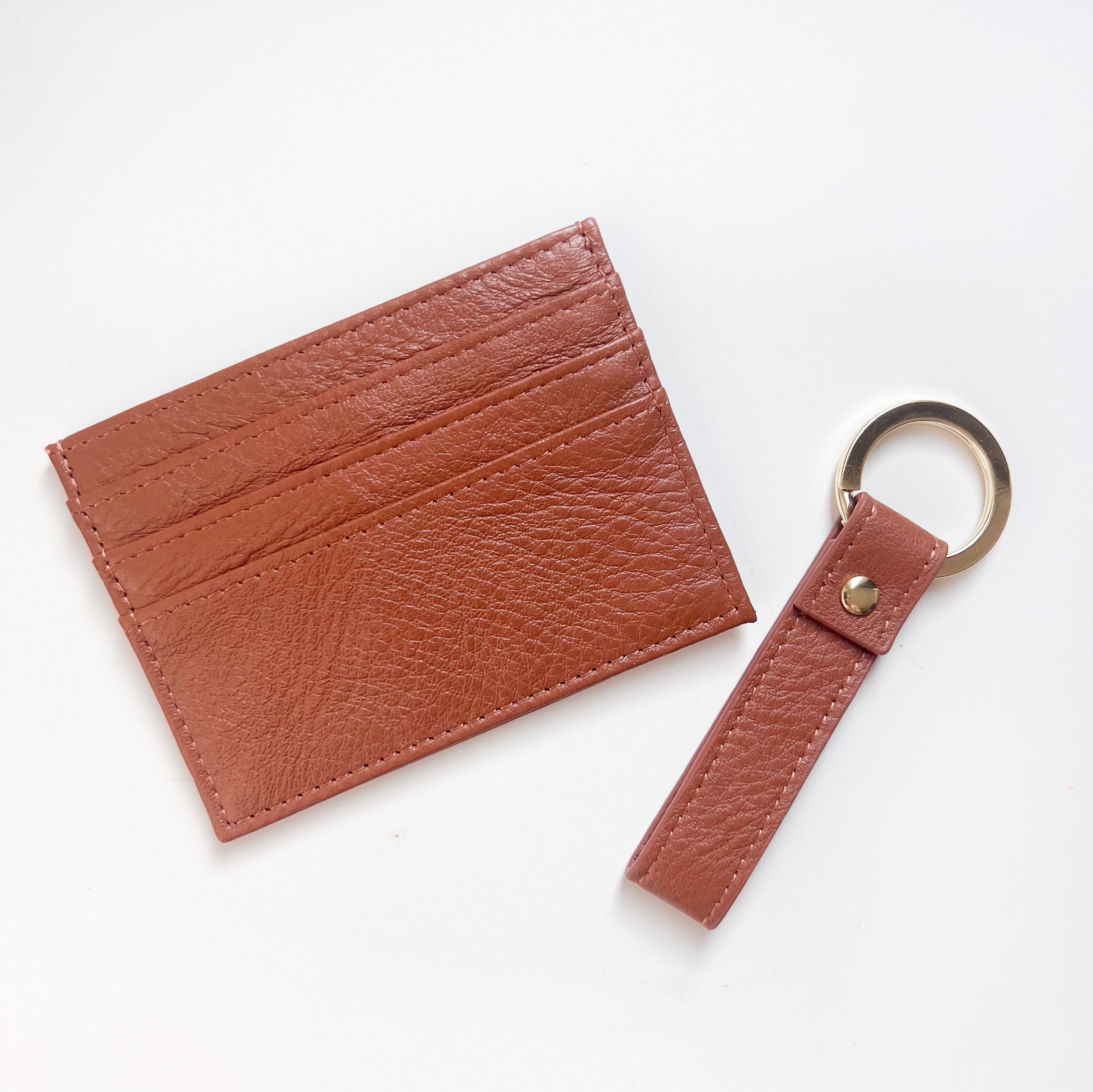 Leather Card Holder + Key Ring - Foil Stamped