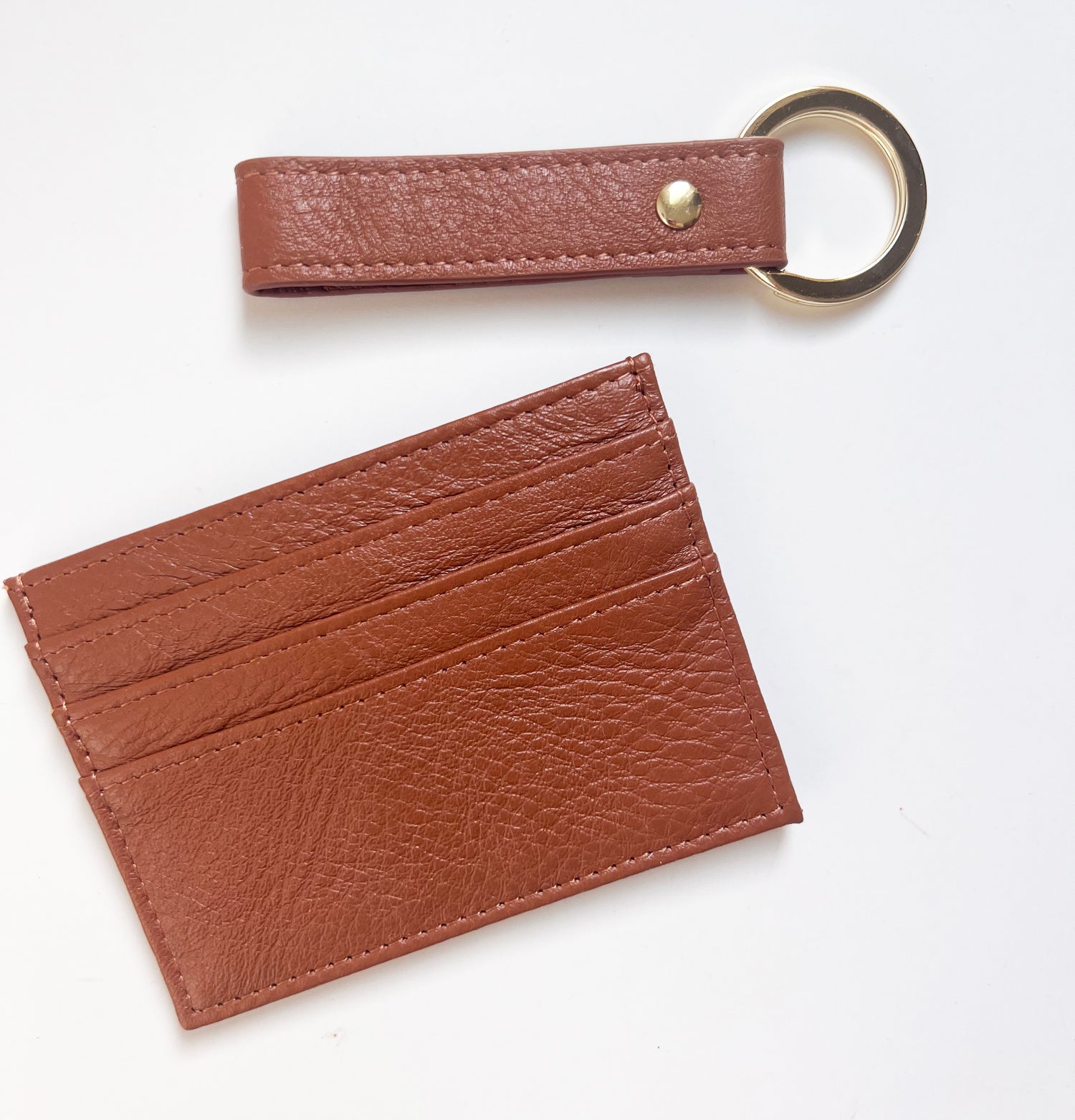 Leather Card Holder + Key Ring - Foil Stamped