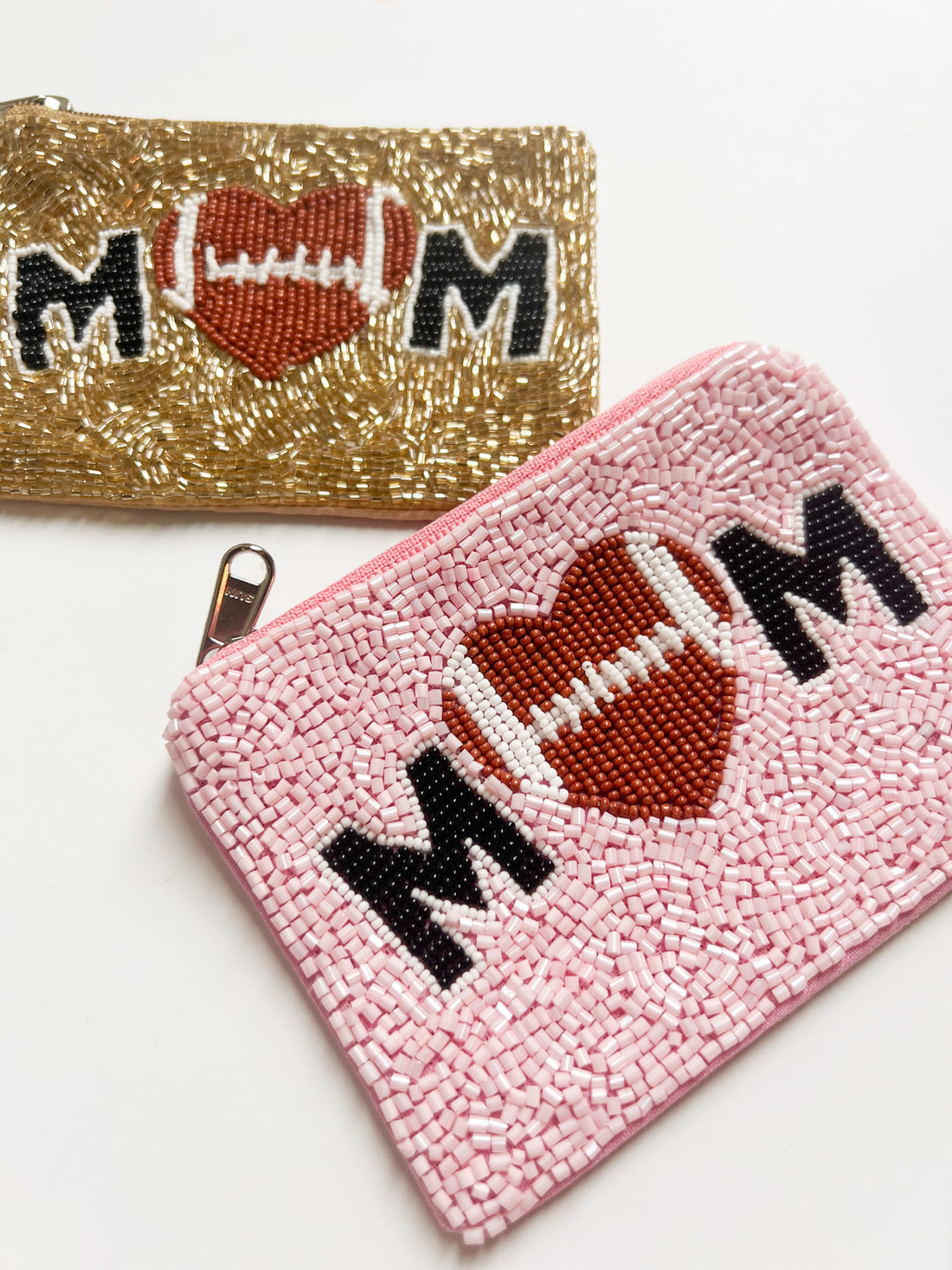 Football Mom Beaded Zip Pouch