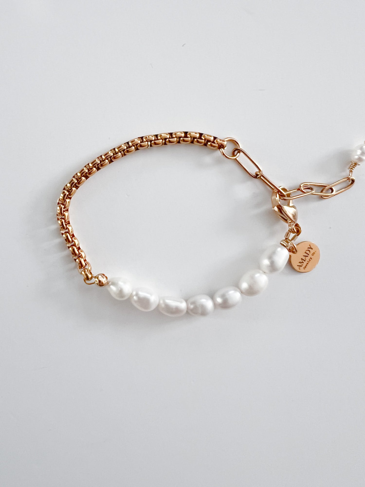 Pearls Bracelet Gold Plated Box Chain