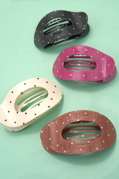 Jumbo polka dot lay flat oval hair claw clip