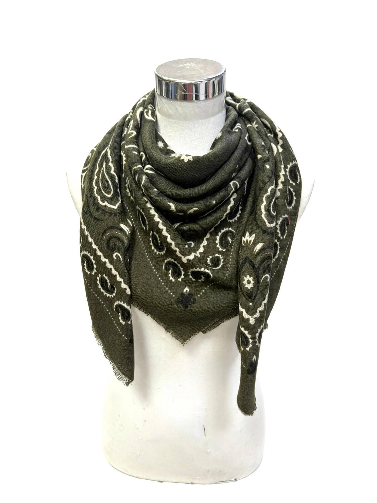 Khaki oversized bandana scarf pattern detail