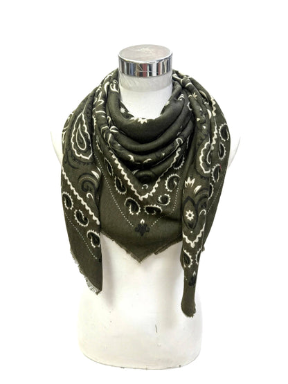 Khaki oversized bandana scarf pattern detail