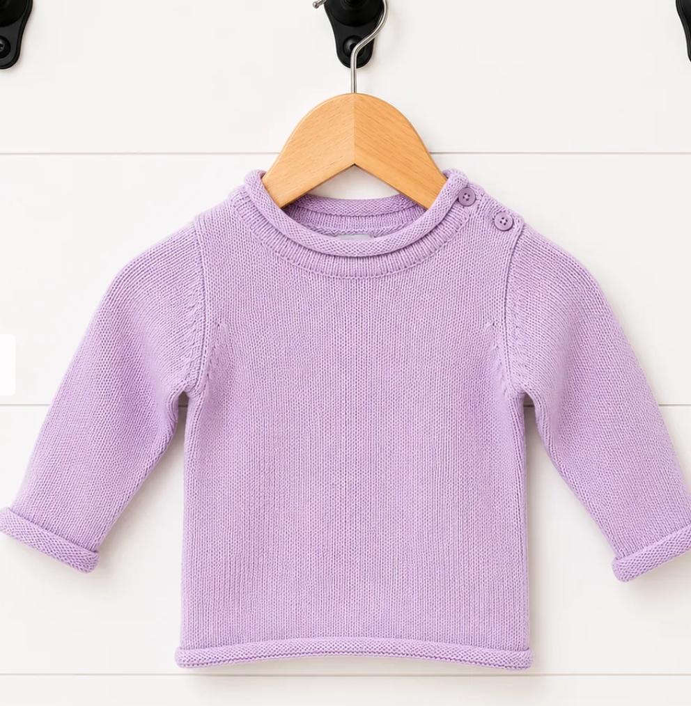 Lavender baby roll neck knit sweater
