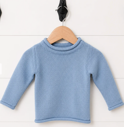 Light blue embroidered baby and toddler sweater