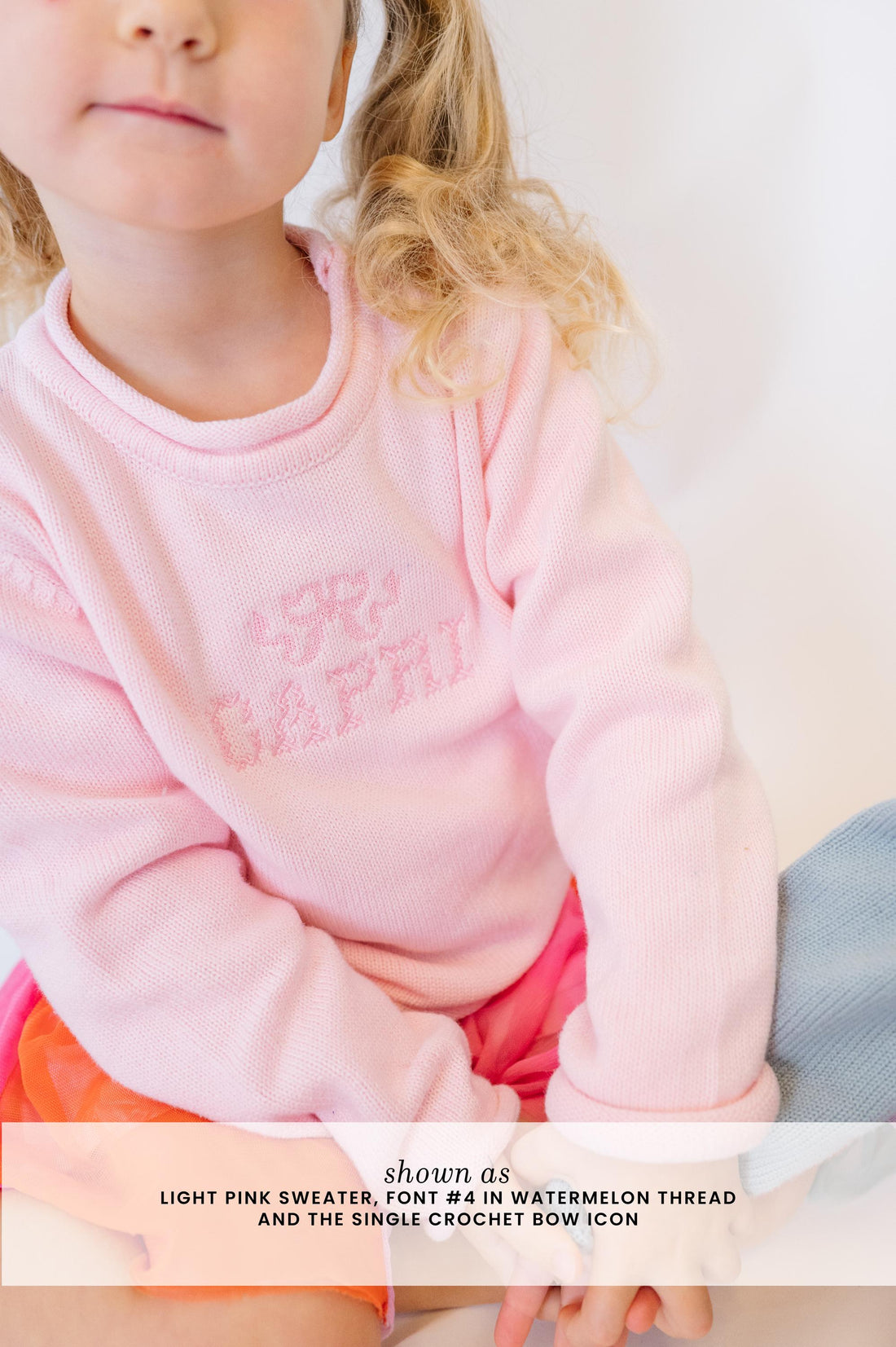Light pink roll neck sweater for baby and toddler