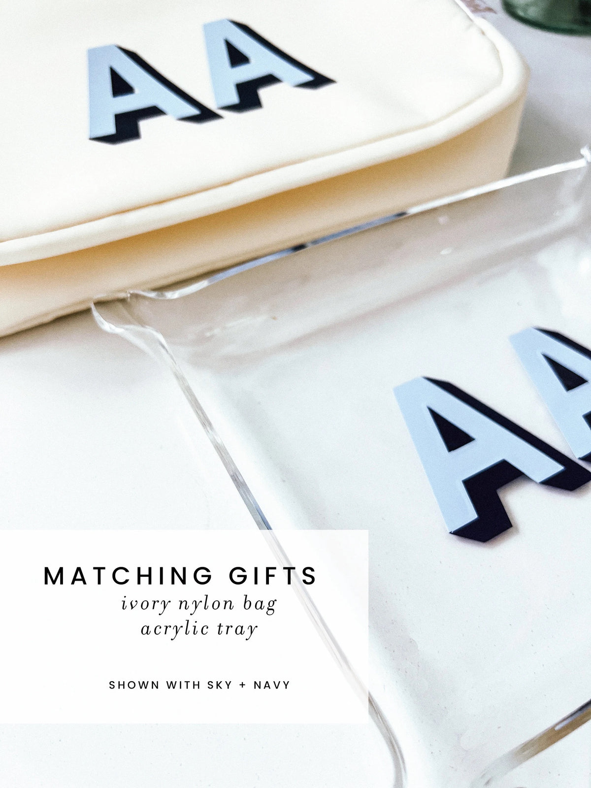 Matching gift boxes for personalized acrylic trays