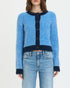 Chunky blue sweater striped with button 