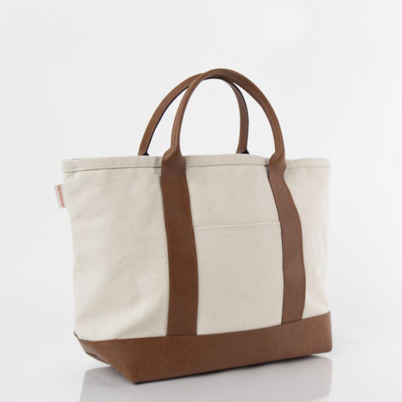 Natural fiber and leather travel tote bag