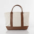 Natural fiber tote bag with genuine leather handles