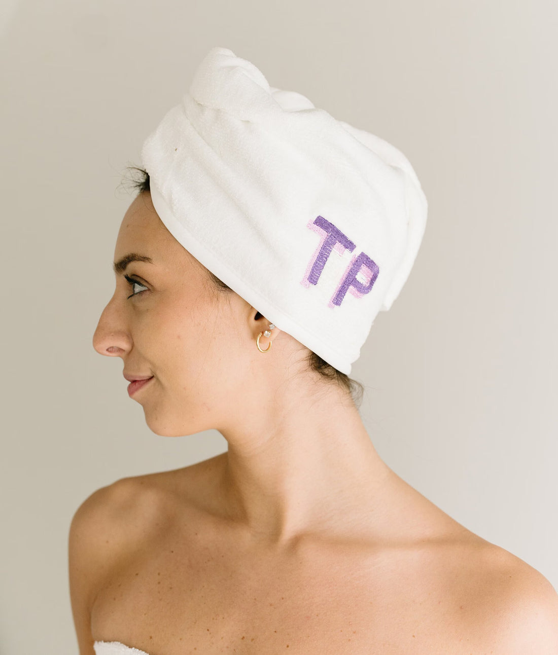 Personalized bath towel wrap with embroidered sorority letters