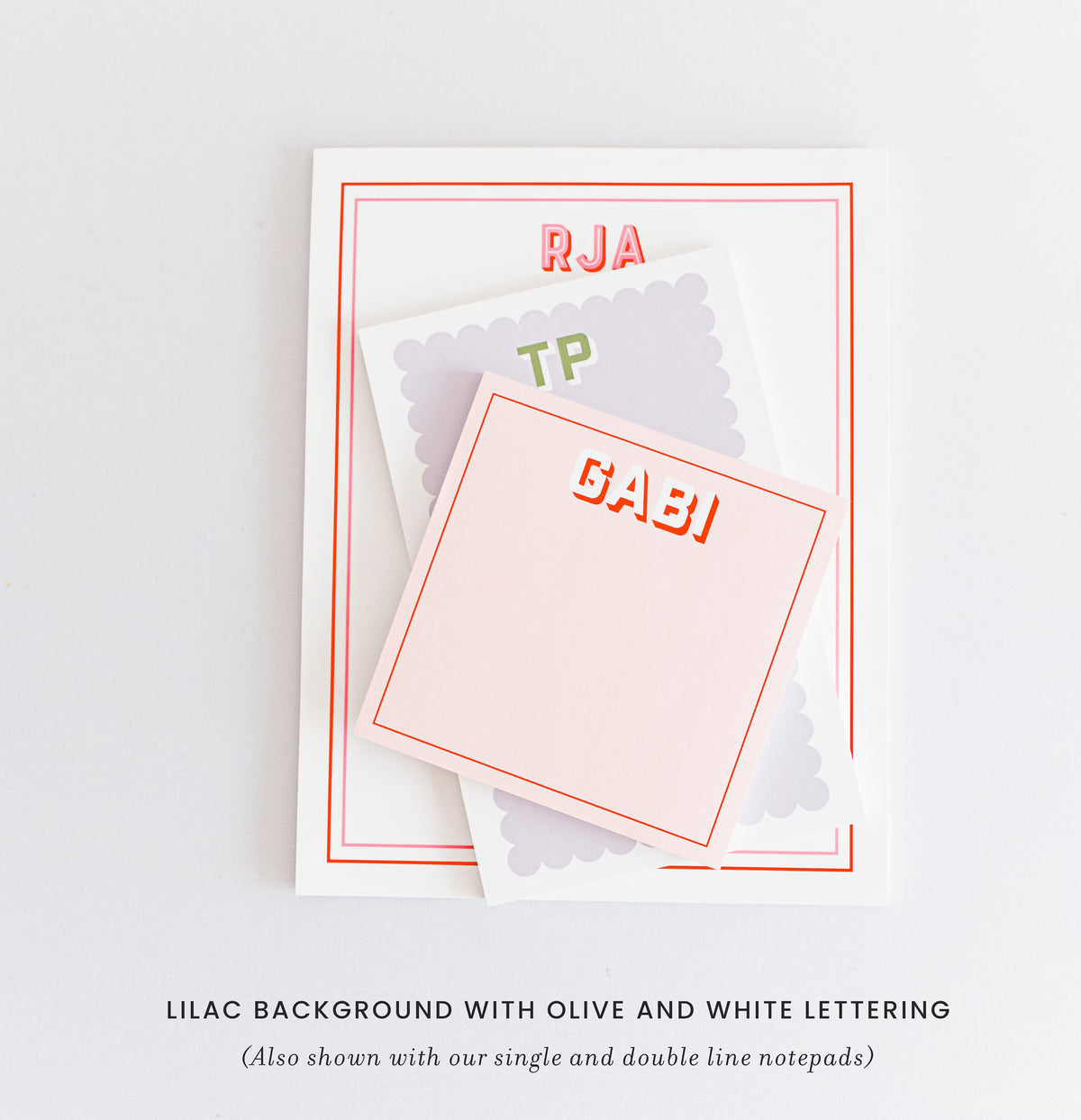 Personalized scalloped stationery pad with monogram