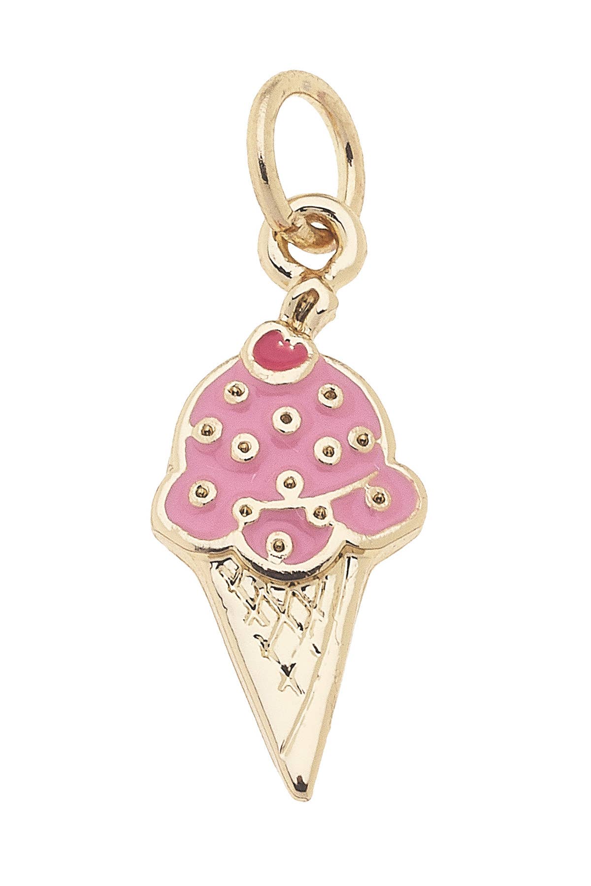 Pink ice cream cone jewelry charm with pearls