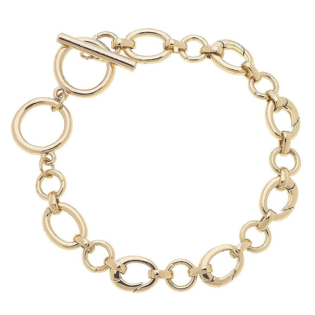 Sasha shiny gold toggle charm bracelet base for personalized jewelry