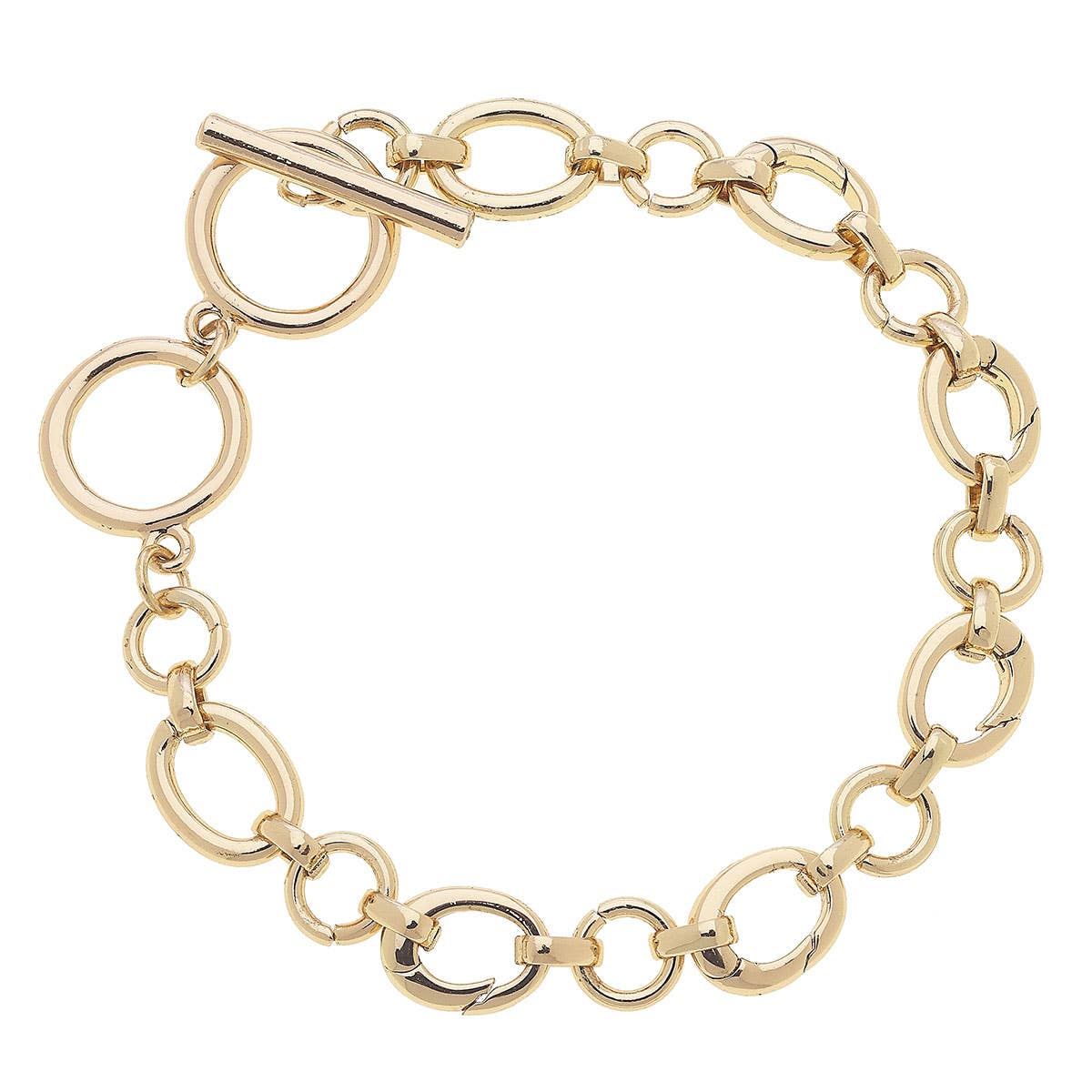 Sasha shiny gold toggle charm bracelet base for personalized jewelry