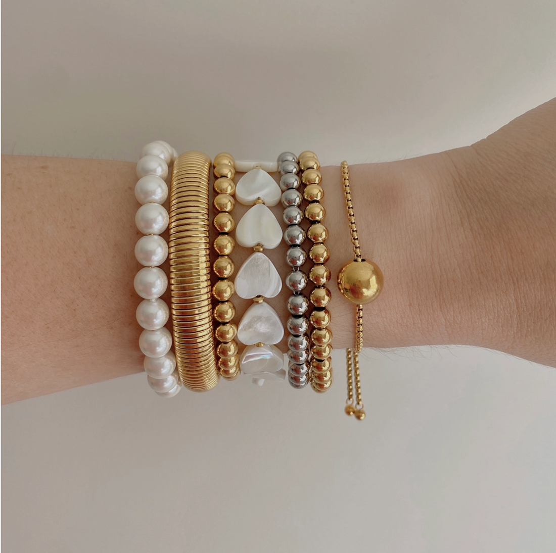 18k GoldPlated Bead on a Rope Chain Bracelet