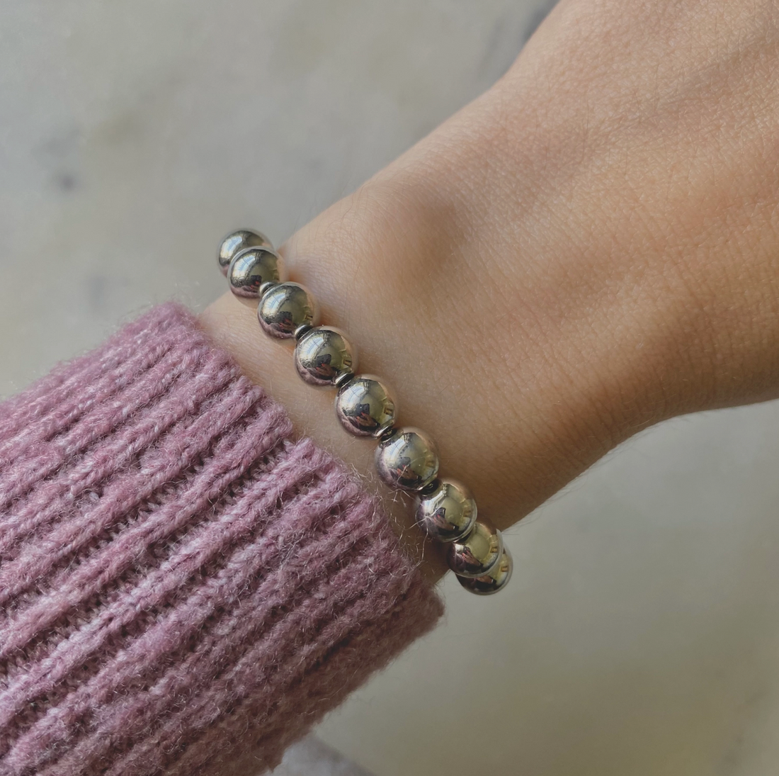 Silver Beads Beaded Bracelet
