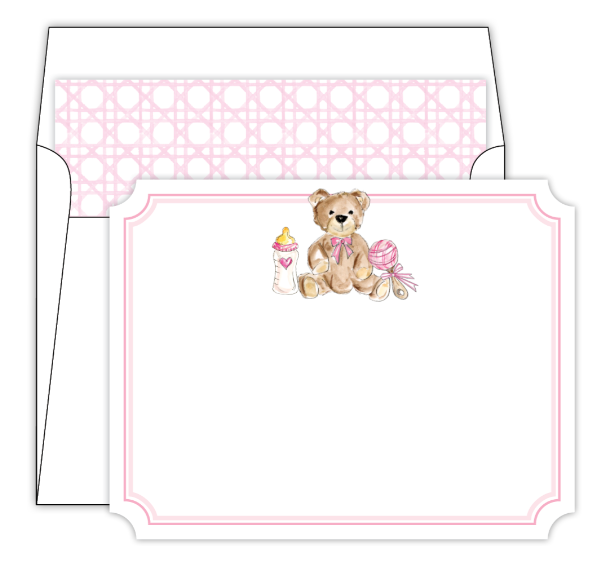 Baby Bottle Teddy Bear Stationery Notecards