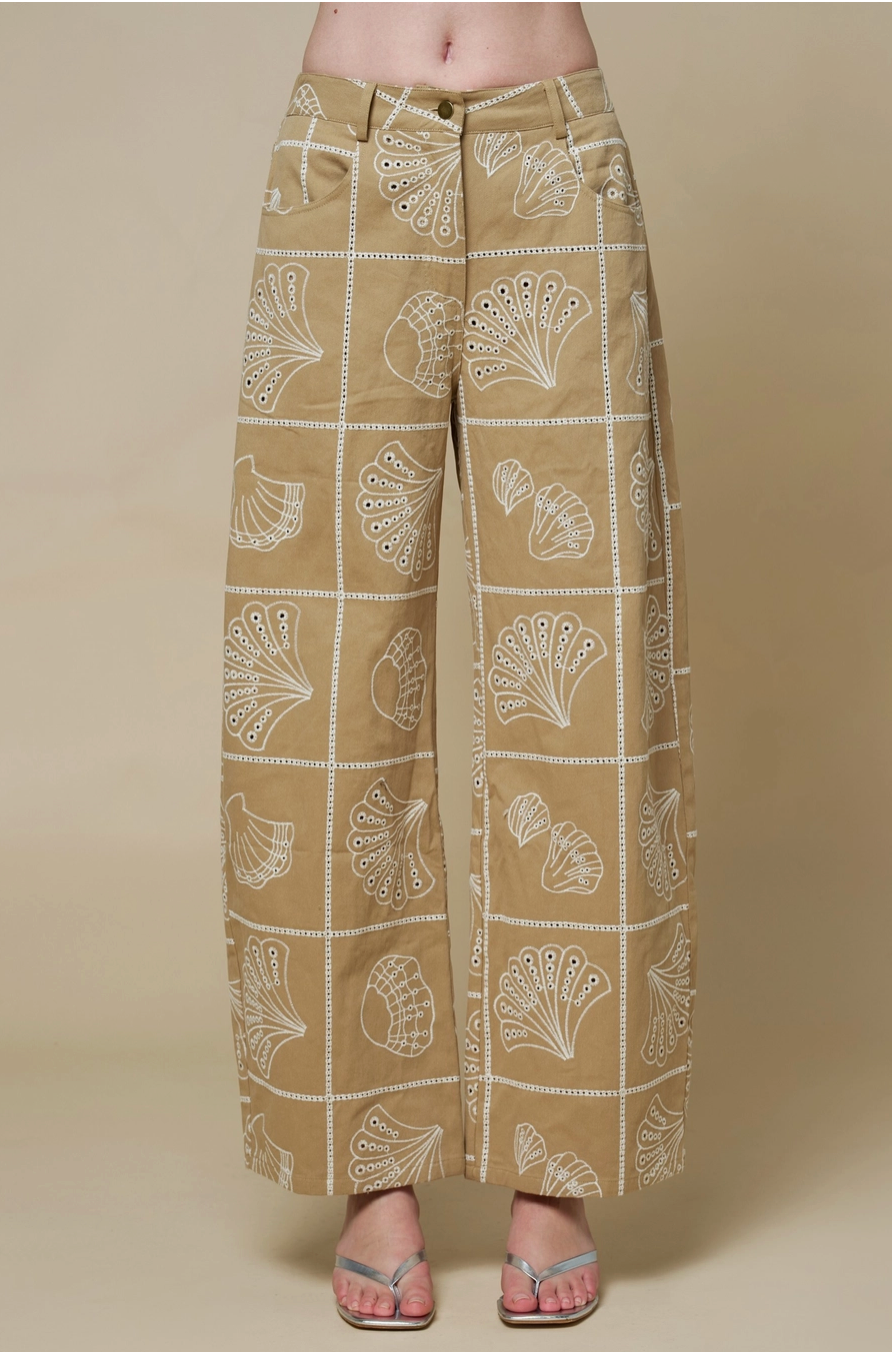 Sea Motif Barrel Pants