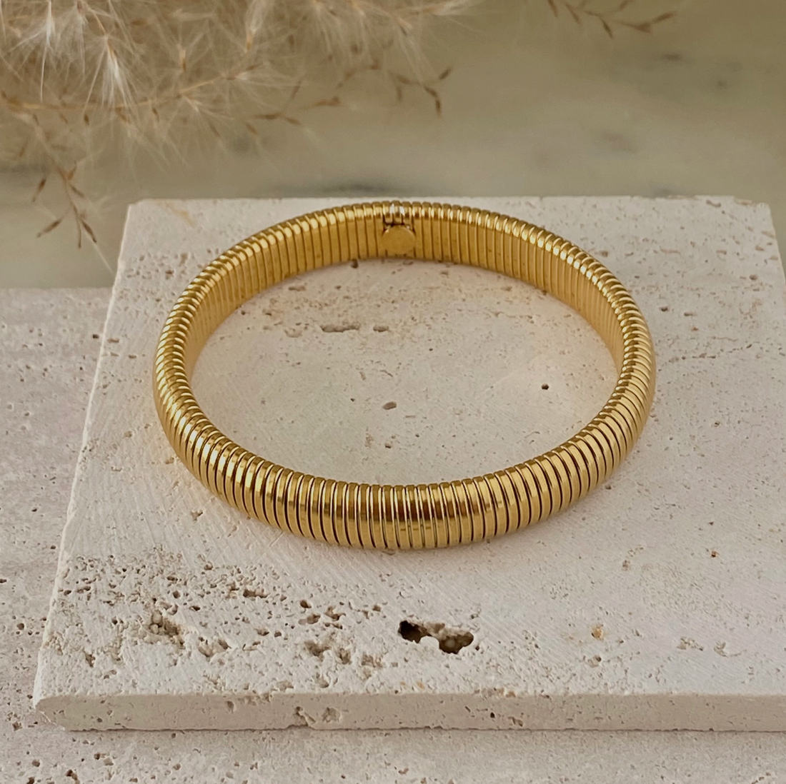 Link Stretch Bangle Bracelet 18k Gold Plated
