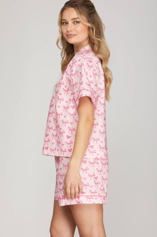 Cozy Cotton Jammies | Pink Hearts, Blue Stripes