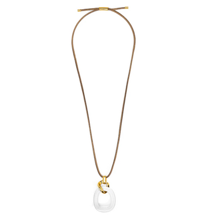 Curved Oval Pendant Long Necklace Jewelry