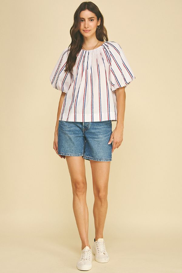USA Inspired Stripe Blouse Top