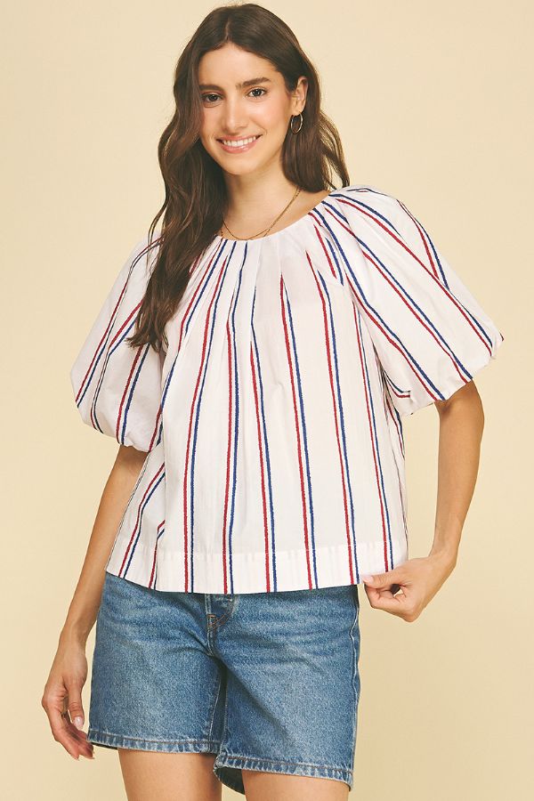USA Inspired Stripe Blouse Top